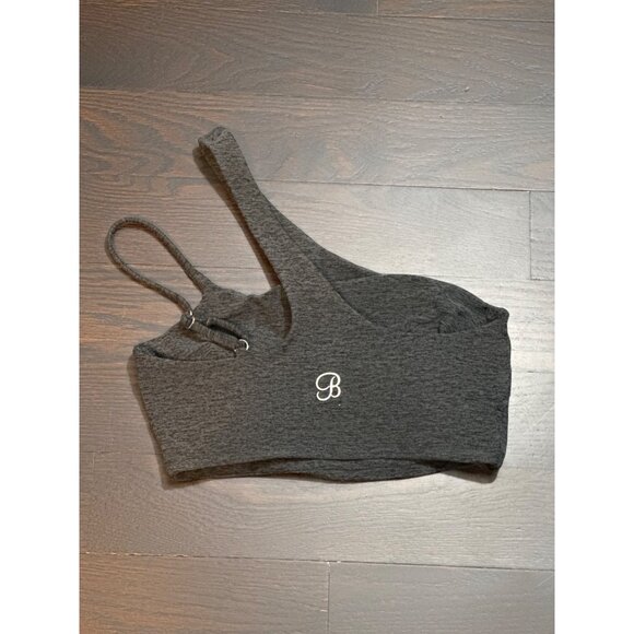 Bombshell Sportswear Gray Asymmetrical Strap Bralette S - Picture 2 of 4